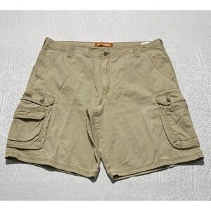 Lee Dungarees Mens Khaki Cargo Shorts Size 42 Tan Cotton Utility Workwear Z164